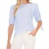 CeCe Women's Gingham Tie-Sleeve Blouse 1 CeCe Women's Gingham Tie-Sleeve Blouse -Clothing Shop 21588018 fpx