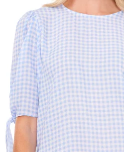 CeCe Women's Gingham Tie-Sleeve Blouse 8 CeCe Women's Gingham Tie-Sleeve Blouse -Clothing Shop 21588020 fpx