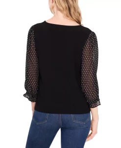 CeCe Women's V-neck Polka Dot Sleeve Top -Clothing Shop 21593076 fpx
