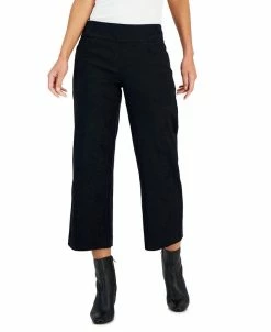 Charter Club Women's Jacquard Pull-On Wide-Leg Cropped Pants, Created For Macy's