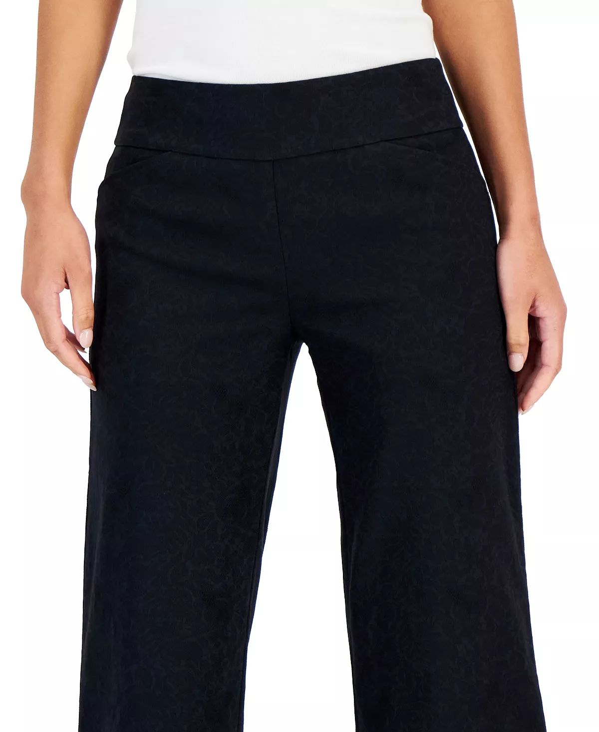 Charter Club Women's Jacquard Pull-On Wide-Leg Cropped Pants, Created For Macy's 6 Charter Club Women's Jacquard Pull-On Wide-Leg Cropped Pants, Created For Macy's - Image 4