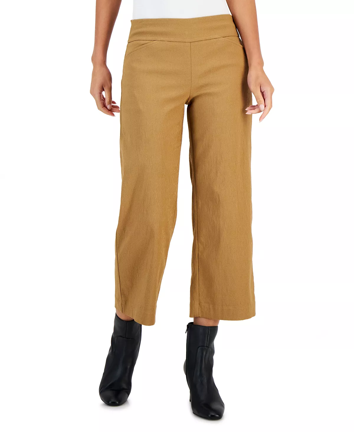 Charter Club Women's Jacquard Pull-On Wide-Leg Cropped Pants, Created For Macy's 8 Charter Club Women's Jacquard Pull-On Wide-Leg Cropped Pants, Created For Macy's - Image 6