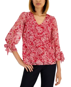 Charter Club Women's Paisley-Print Lace Top, Created For Macy's