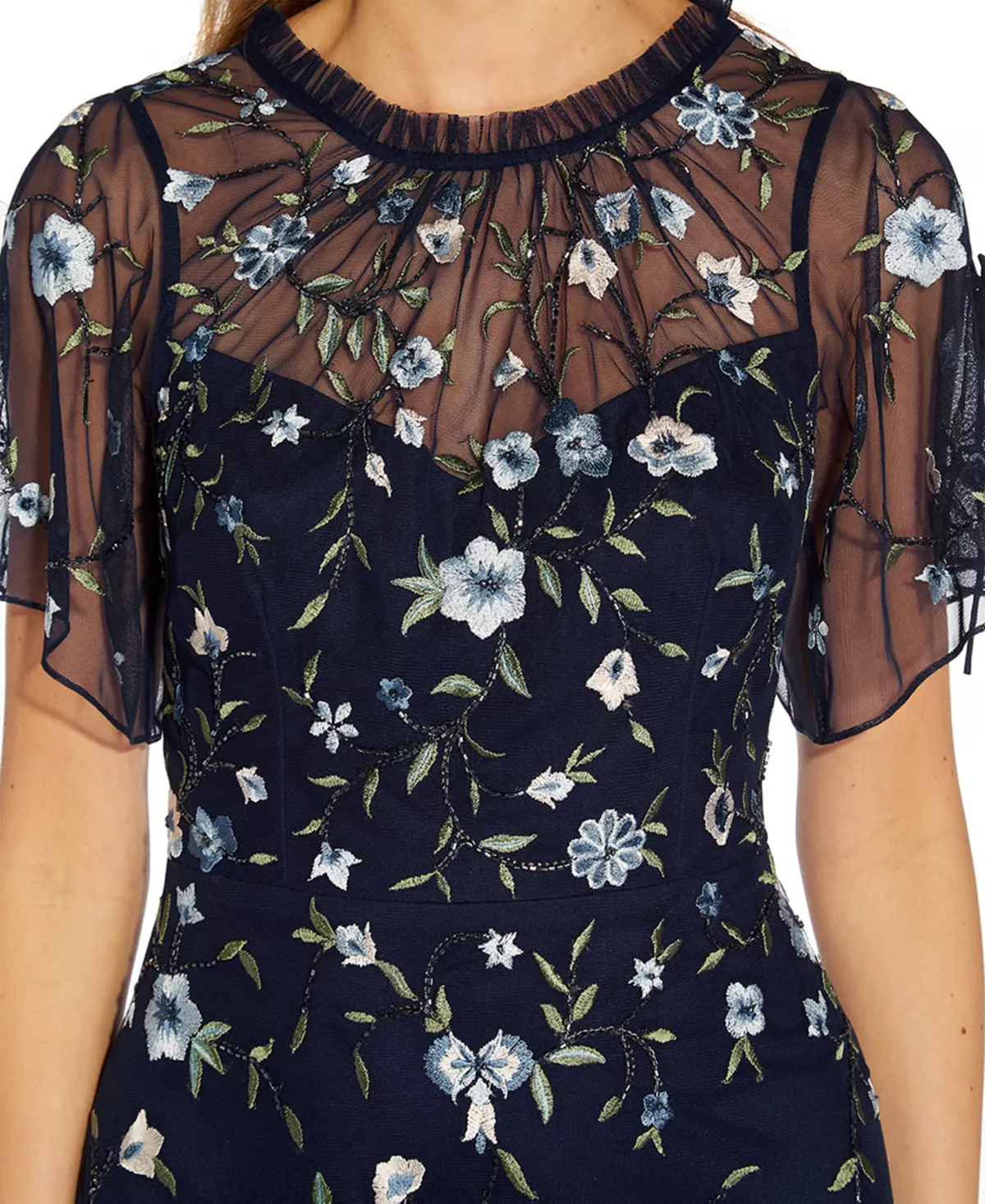 Adrianna Papell Women's Embroidered Split-Sleeve Gown 5 Adrianna Papell Women's Embroidered Split-Sleeve Gown - Image 3