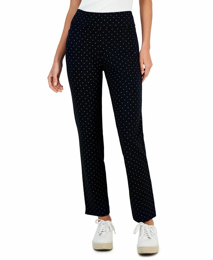 Charter Club Women's Afternoon Dot-Print Cambridge Ponté-Knit Pants, Created For Macy's 3 Charter Club Women's Afternoon Dot-Print Cambridge Ponté-Knit Pants, Created For Macy's