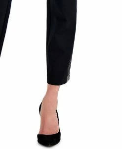 JM Collection Women's Faux-Leather-Stripe Ponté-Knit Pants, Created For Macy's -Clothing Shop 21688125 fpx