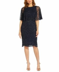 Adrianna Papell Women's Beaded Cape Cocktail Dress