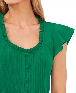 CeCe Women's Pintuck Flutter-Sleeve Blouse -Clothing Shop 21730882 fpx