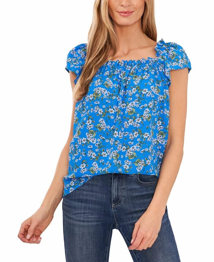 CeCe Women's Ruffled Square-Neckline Floral Top 3 CeCe Women's Ruffled Square-Neckline Floral Top