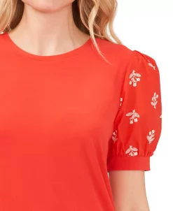 CeCe Women's Embroidered Puff-Sleeve Blouse -Clothing Shop 21731410 fpx