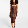 Bar III Women's Front-Cutout Printed Bodycon Dress, Created For Macy's