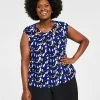 Kasper Plus Size Printed Twist-Neck Top 1 Kasper Plus Size Printed Twist-Neck Top -Clothing Shop 21760720 fpx