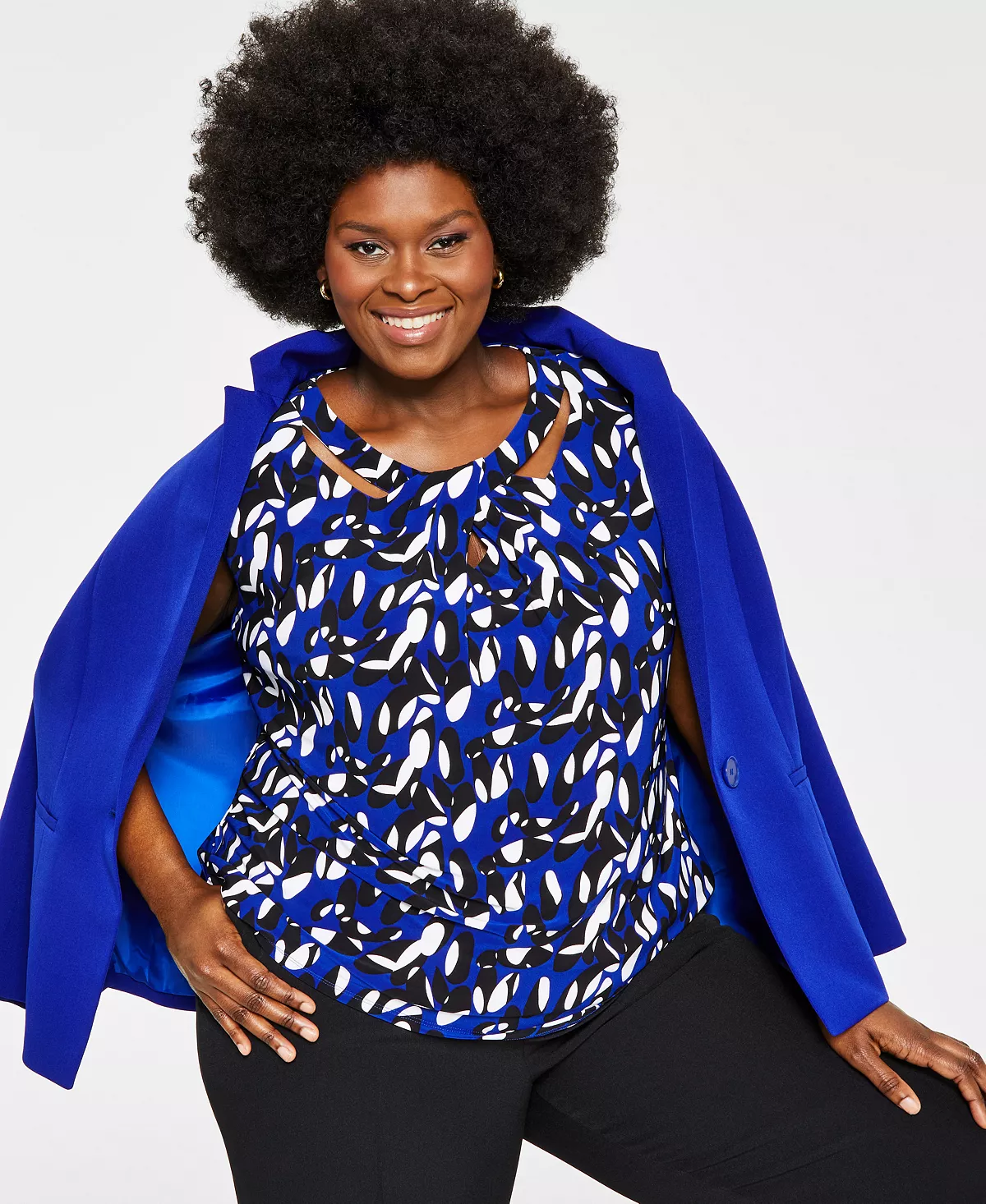 Kasper Plus Size Printed Twist-Neck Top 5 Kasper Plus Size Printed Twist-Neck Top - Image 3