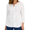 Karen Scott Women's 3/4-Sleeve Crochet Detail Top, Created For Macy's -Clothing Shop 21768618 fpx