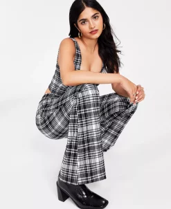 Bar III Women’s Plaid-Print Flare-Leg Pants, Created For Macy’s -Clothing Shop 21817214 fpx
