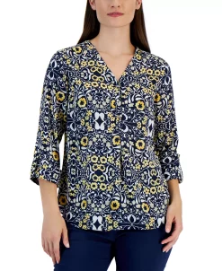 JM Collection Women's Folk Travels Printed Top, Created For Macy's 10 JM Collection Women's Folk Travels Printed Top, Created For Macy's -Clothing Shop 21853413 fpx
