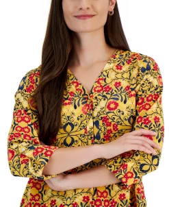 JM Collection Women's Folk Travels Printed Top, Created For Macy's 9 JM Collection Women's Folk Travels Printed Top, Created For Macy's -Clothing Shop 21853419 fpx