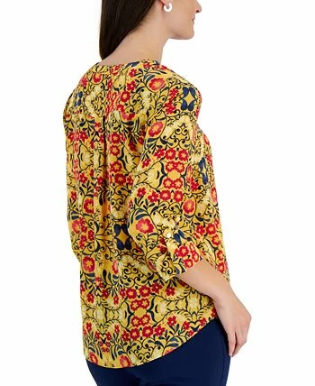JM Collection Women's Folk Travels Printed Top, Created For Macy's 4 JM Collection Women's Folk Travels Printed Top, Created For Macy's - Image 2