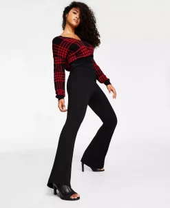 Bar III Women's Ponté-Knit Flare-Leg Pants, Created For Macy's -Clothing Shop 21880952 fpx