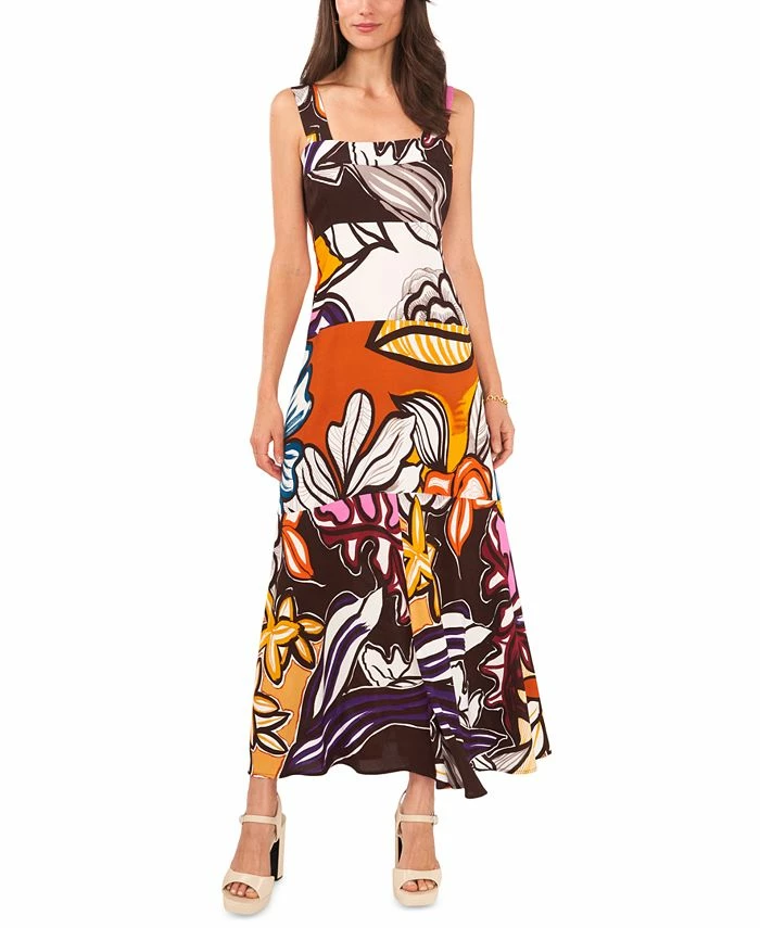 Vince Camuto Women's Printed Tiered Challis Maxi Dress 3 Vince Camuto Women's Printed Tiered Challis Maxi Dress