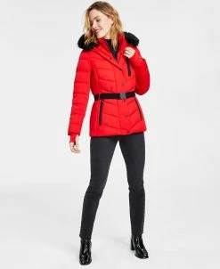 Michael Kors Women's Faux-Fur-Trim Hooded Puffer Coat, Created For Macy's