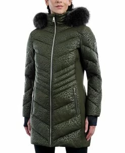 Michael Kors Women's Faux-Fur-Trim Hooded Puffer Coat
