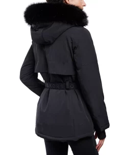 Michael Kors Women's Belted Hooded Faux-Fur-Trim Puffer Coat -Clothing Shop 21912436 fpx
