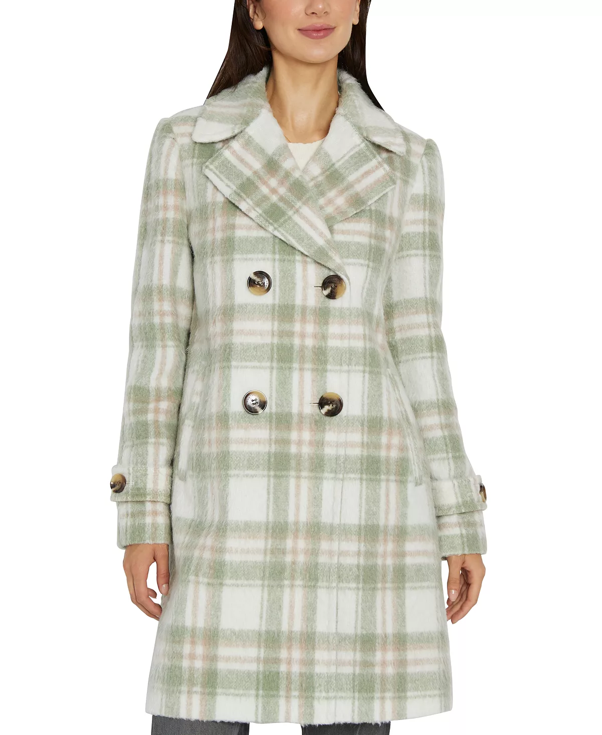 Sam Edelman Women's Double-Breasted Plaid Coat 7 Sam Edelman Women's Double-Breasted Plaid Coat - Image 5
