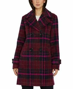 Sam Edelman Women's Double-Breasted Plaid Coat 11 Sam Edelman Women's Double-Breasted Plaid Coat -Clothing Shop 21915268 fpx