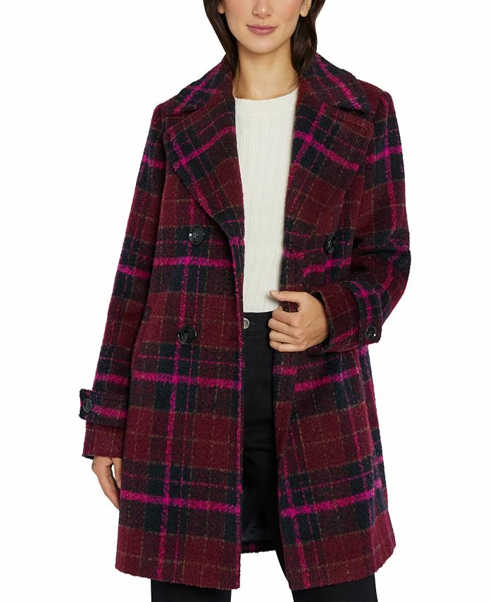 Sam Edelman Women's Double-Breasted Plaid Coat 3 Sam Edelman Women's Double-Breasted Plaid Coat