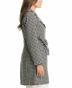 Kate Spade New York Women's Belted Houndstooth Coat, Created For Macy's -Clothing Shop 21916543 fpx