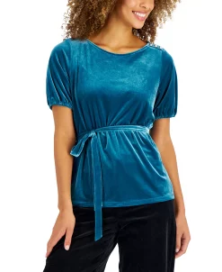 Charter Club Women's Velvet Tie-Waist Top, Created For Macy's 8 Charter Club Women's Velvet Tie-Waist Top, Created For Macy's -Clothing Shop 21955977 fpx