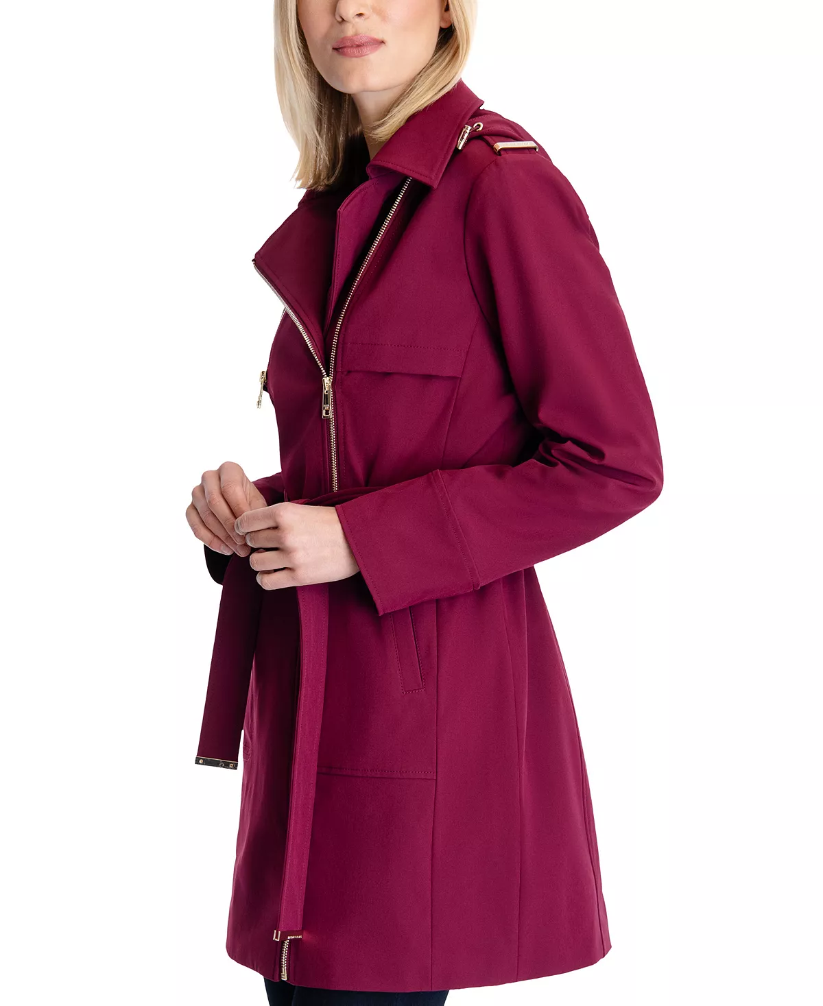 Michael Kors Women's Asymmetric Hooded Raincoat, Created For Macy's 6 Michael Kors Women's Asymmetric Hooded Raincoat, Created For Macy's - Image 4