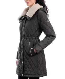 Michael Kors Women's Hooded Faux-Fur-Trim Quilted Coat, Created For Macy's -Clothing Shop 21959119 fpx