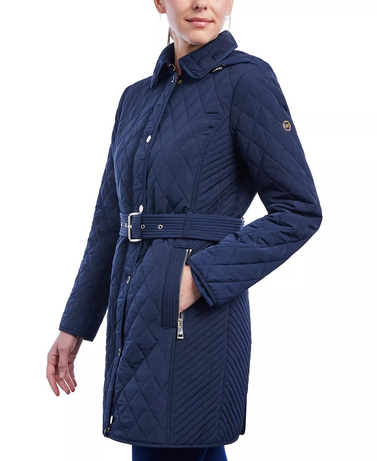 Michael Kors Women's Hooded Quilted Belted Jacket, Created For Macy's 5 Michael Kors Women's Hooded Quilted Belted Jacket, Created For Macy's - Image 3