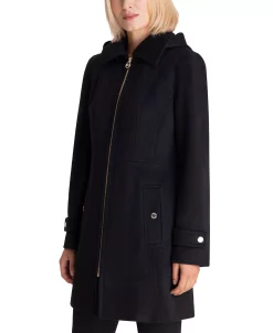 Michael Kors Women's Hooded Notched-Collar Coat -Clothing Shop 21959315 fpx