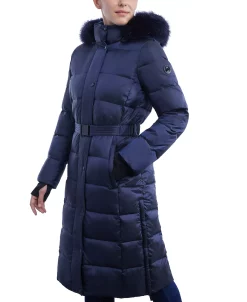 Michael Kors Women's Belted Faux-Fur-Trim Hooded Maxi Puffer Coat -Clothing Shop 21959330 fpx