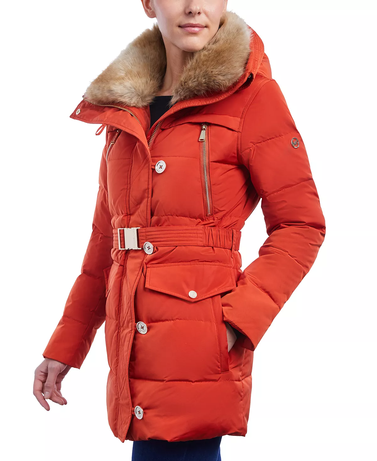 Michael Kors Women's Faux-Fur-Collar Hooded Down Puffer Coat, Created For Macy's 11 Michael Kors Women's Faux-Fur-Collar Hooded Down Puffer Coat, Created For Macy's - Image 9