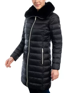 Michael Kors Women's Faux-Fur-Collar Down Puffer Coat 10 Michael Kors Women's Faux-Fur-Collar Down Puffer Coat -Clothing Shop 21959711 fpx