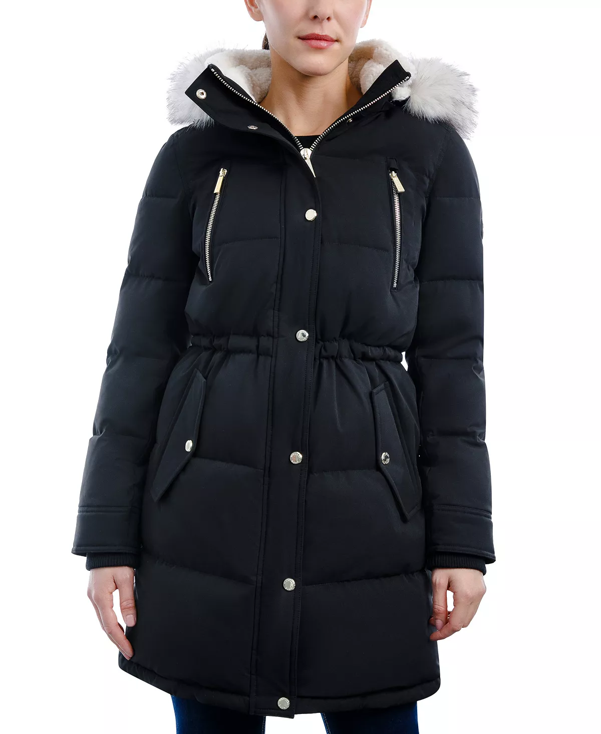 Michael Kors Women's Fleece-Collar Faux-Fur-Trim Hooded Puffer Coat 5 Michael Kors Women's Fleece-Collar Faux-Fur-Trim Hooded Puffer Coat - Image 3