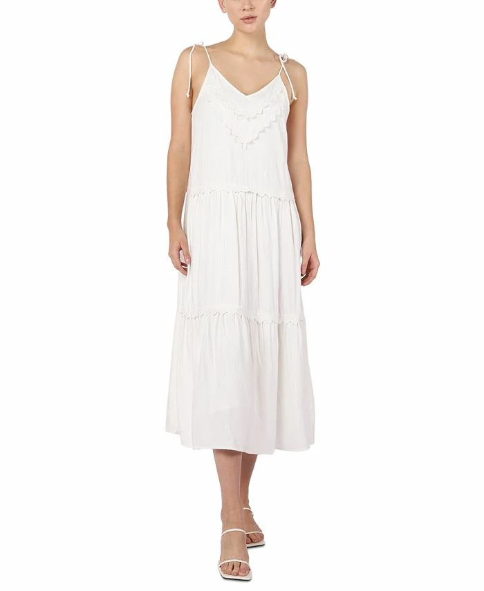 Black Tape Women's Eyelet-Embroidered Tie-Strap Dress 3 Black Tape Women's Eyelet-Embroidered Tie-Strap Dress