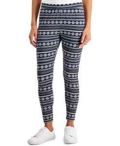 Style & Co Women's Fair-Isle-Print Fleece Leggings, Created For Macy's