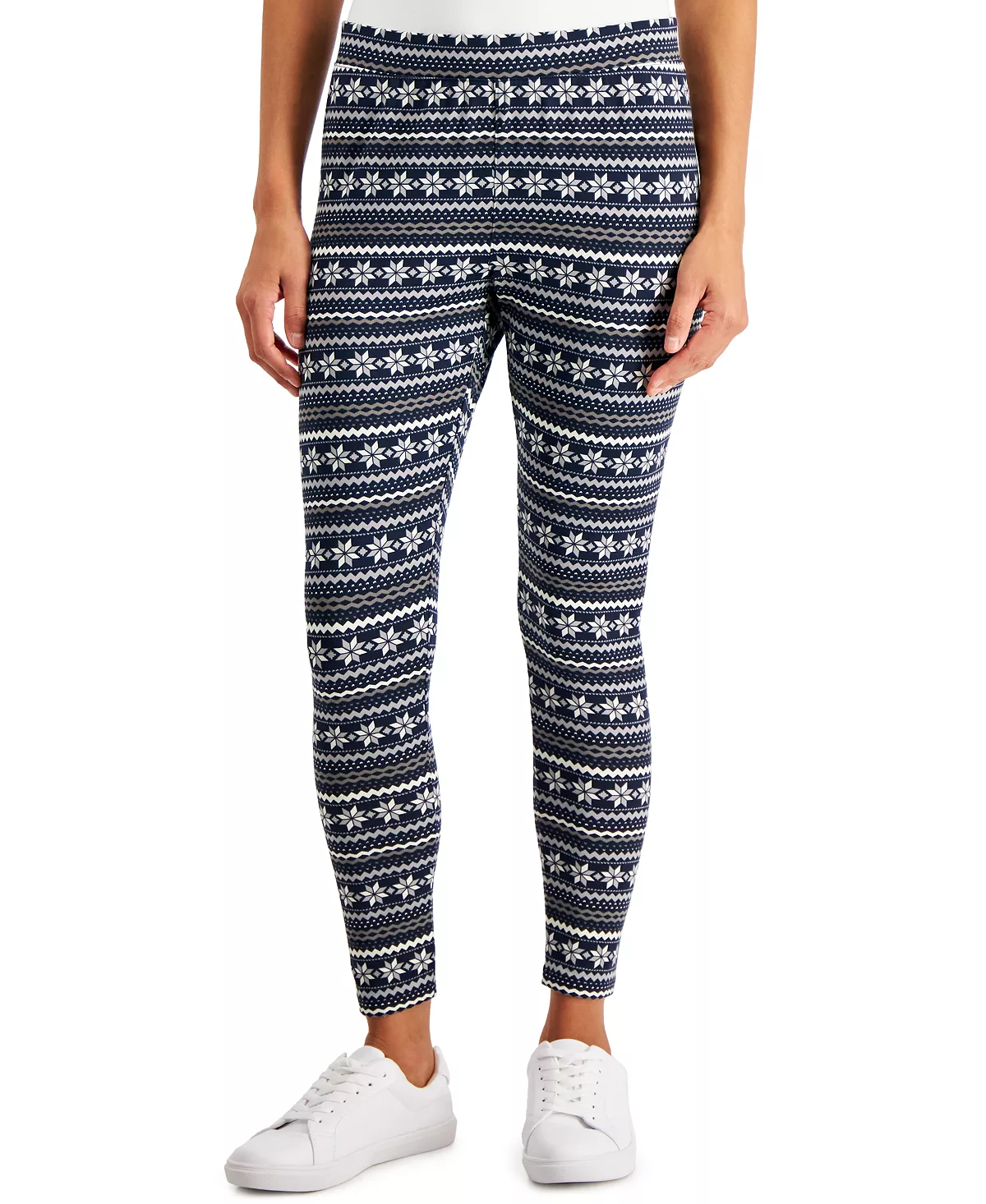 Style & Co Women's Fair-Isle-Print Fleece Leggings, Created For Macy's 3 Style & Co Women's Fair-Isle-Print Fleece Leggings, Created For Macy's