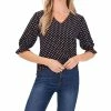 CeCe Women's Printed V-neck Blouse With Trim -Clothing Shop 22021063 fpx