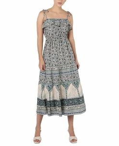 Black Tape Women's Ruffled-Neckline Maxi Dress