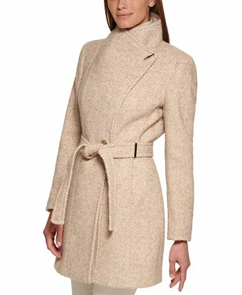 Calvin Klein Women's Asymmetrical Belted Wrap Coat, Created For Macy's 4 Calvin Klein Women's Asymmetrical Belted Wrap Coat, Created For Macy's - Image 2