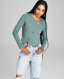 And Now This Women's Ribbed Cutout Top