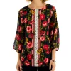 JM Collection Women's 3/4-Sleeve Mixed-Print Tunic, Created For Macy's