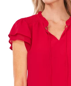 CeCe Women's Yoryu Flutter Sleeve Blouse -Clothing Shop 22156310 fpx