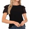 CeCe Women's Ruffled-Sleeve Mixed-Media Knit Top -Clothing Shop 22159731 fpx